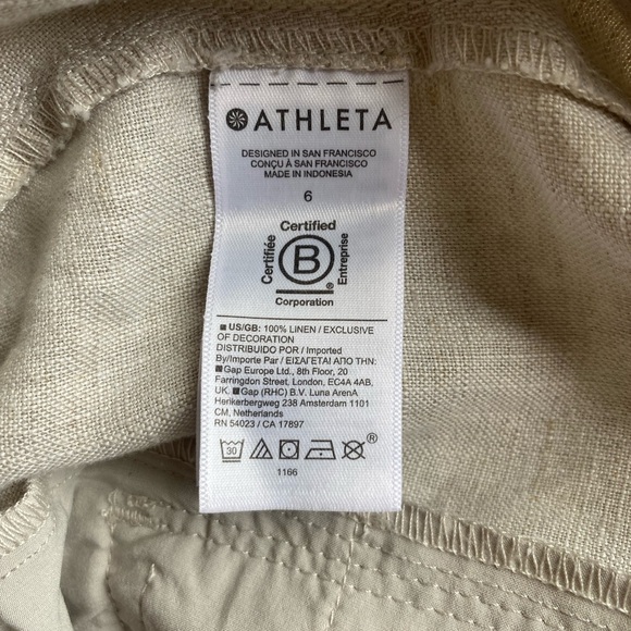 Athleta Voyager Women's 100% Linen Pant Beige Sz.6 Ankle Vacation - Picture 7 of 7